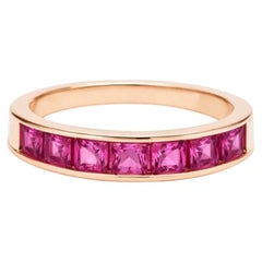 1,44 Karat rosa Saphir im Prinzessschliff, Ewigkeitsring aus 14-karätigem Gold