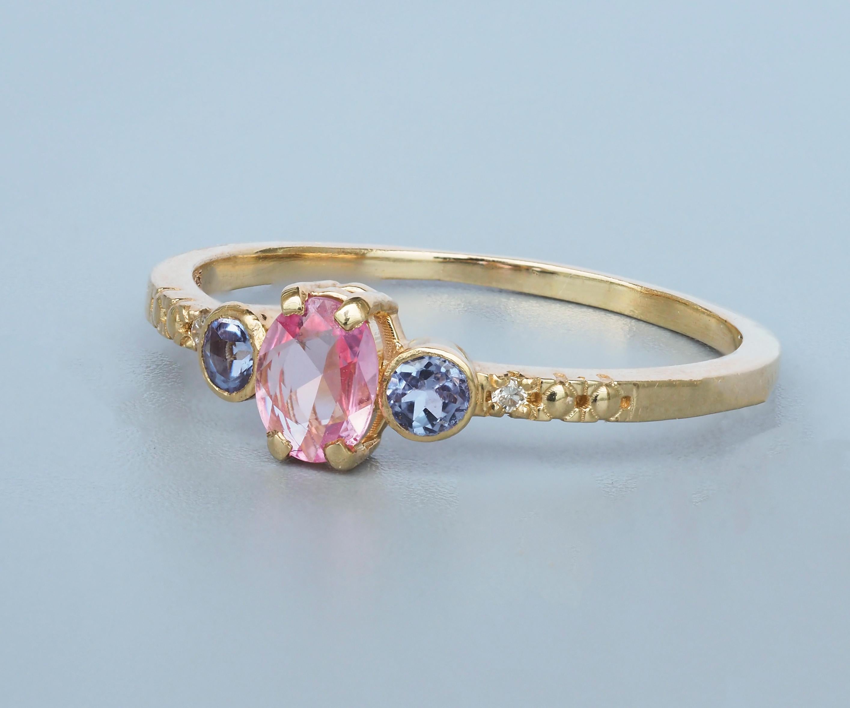 Pink sapphire 14k gold ring.  In New Condition For Sale In Istanbul, TR