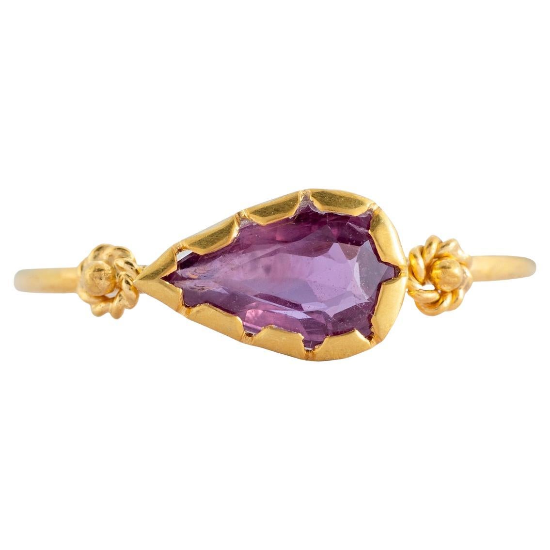 Pink Sapphire 14k Gold Stacking Ring For Sale