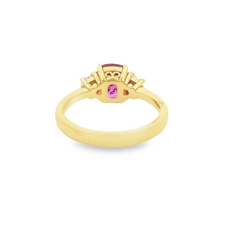 Brilliant Cut Pink Sapphire 1.74 CT GIA No Heat & Cadillac Diamonds 0.39CT in 18K Yellow Ring For Sale