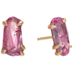 Pink Sapphire 18 karat Gold Studs Tcw 2 Carat