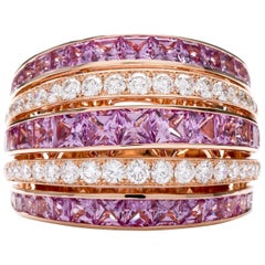 Pink Sapphire 18 Karat Rose Princess Ring