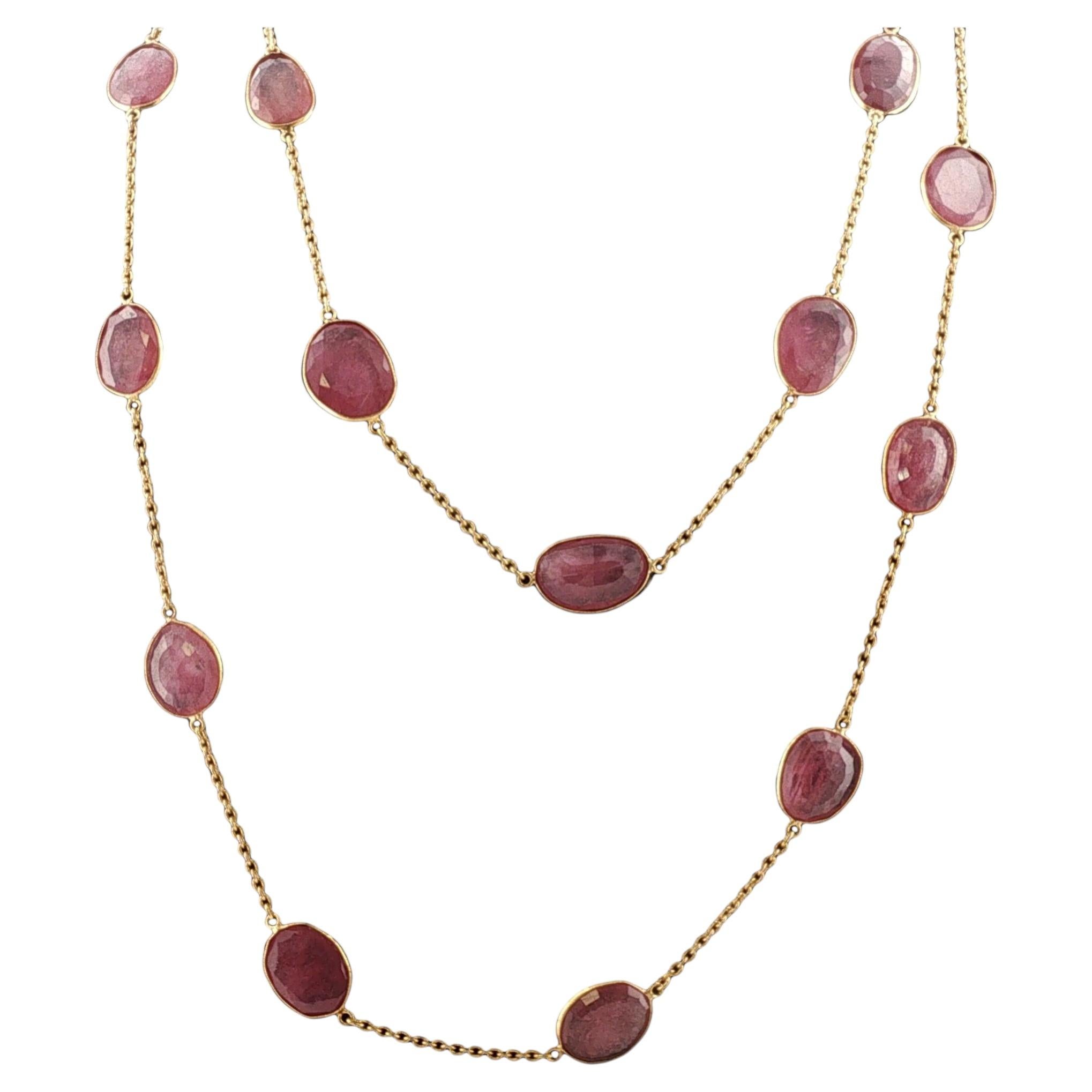 Pink Sapphire 18 Karat Yellow Gold "By The Yard" Link Necklace 36 Inches