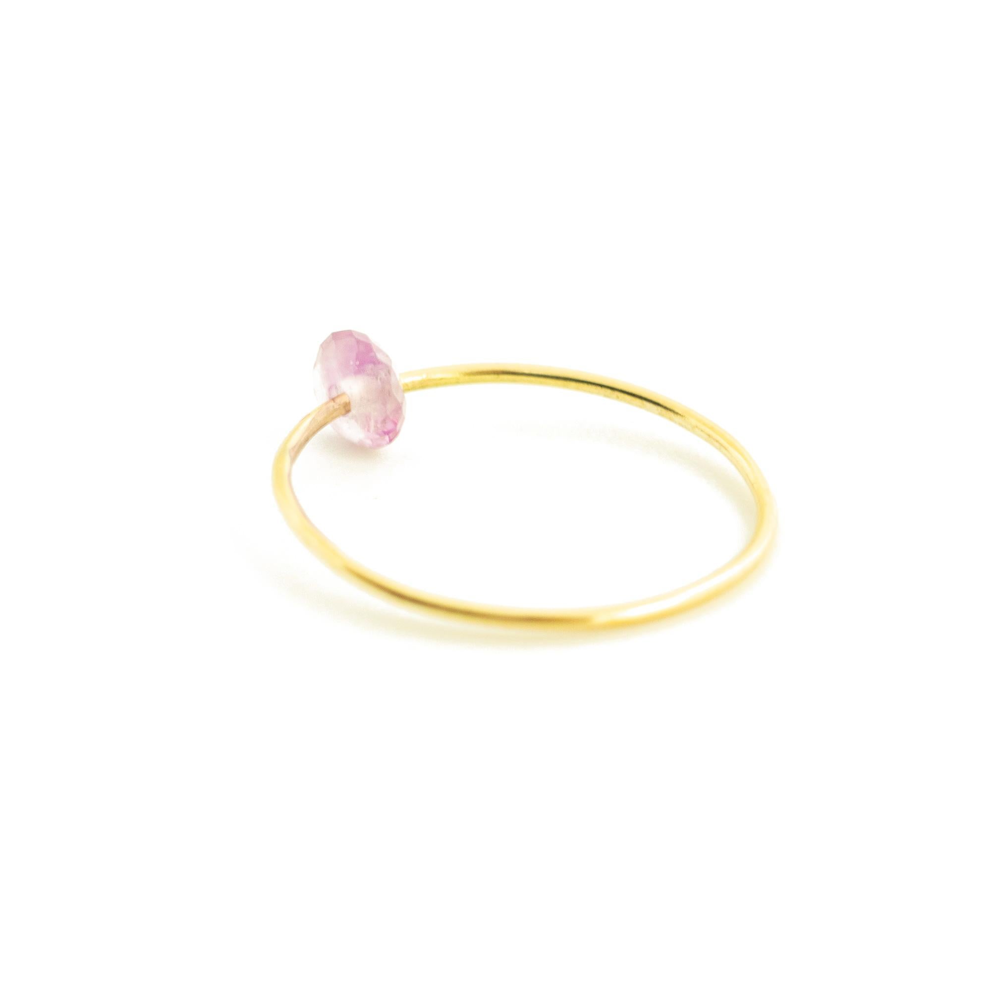 Bague jonc Planet Boho Chic en or jaune 18 carats avec saphir rose et perles, Intini Jewels Unisexe en vente