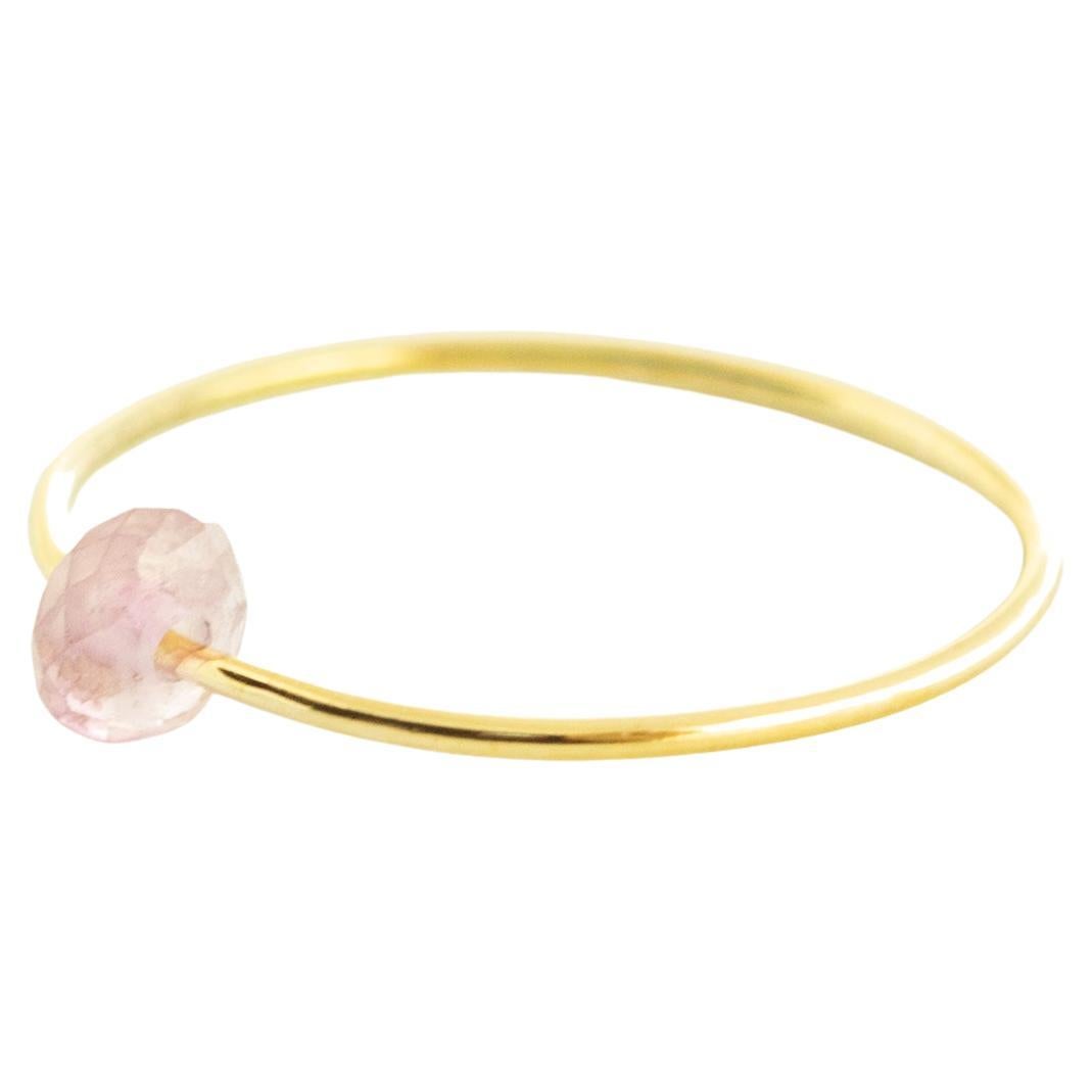 Bague jonc Planet Boho Chic en or jaune 18 carats avec saphir rose et perles, Intini Jewels