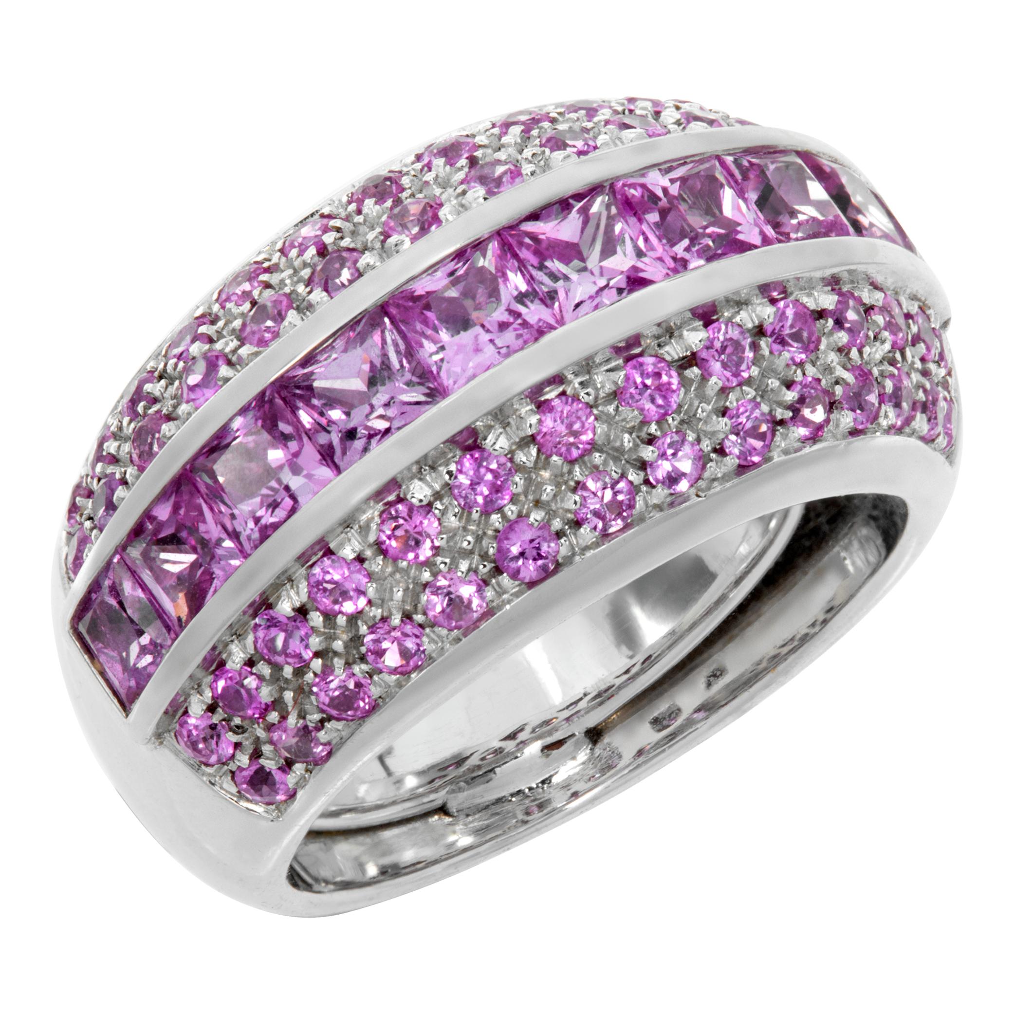 Pink sapphire 18k white gold ring In Excellent Condition For Sale In Surfside, FL