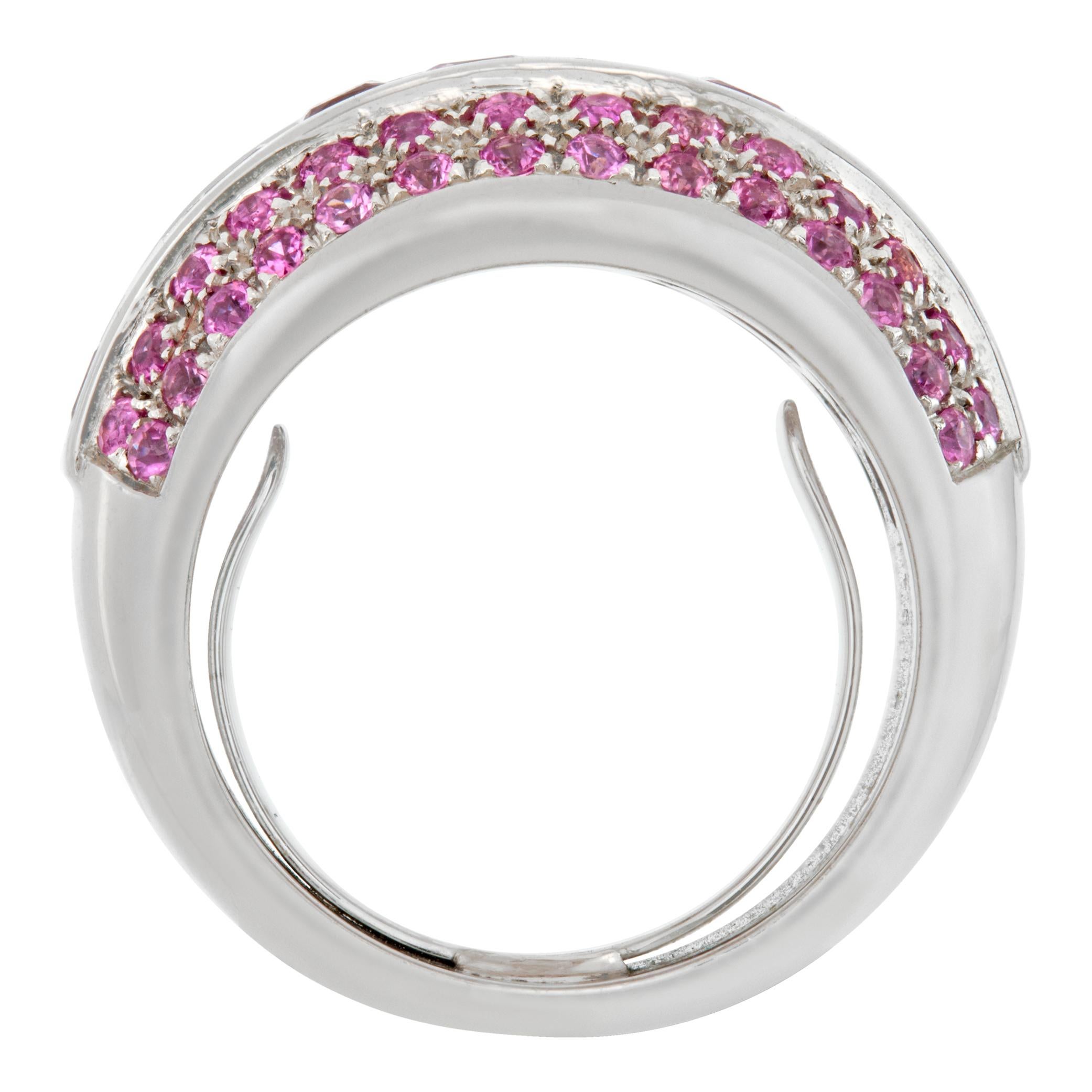 Donna Anello con zaffiro rosa in oro bianco 18 carati in vendita