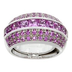 Bague en or blanc 18 carats avec saphir rose