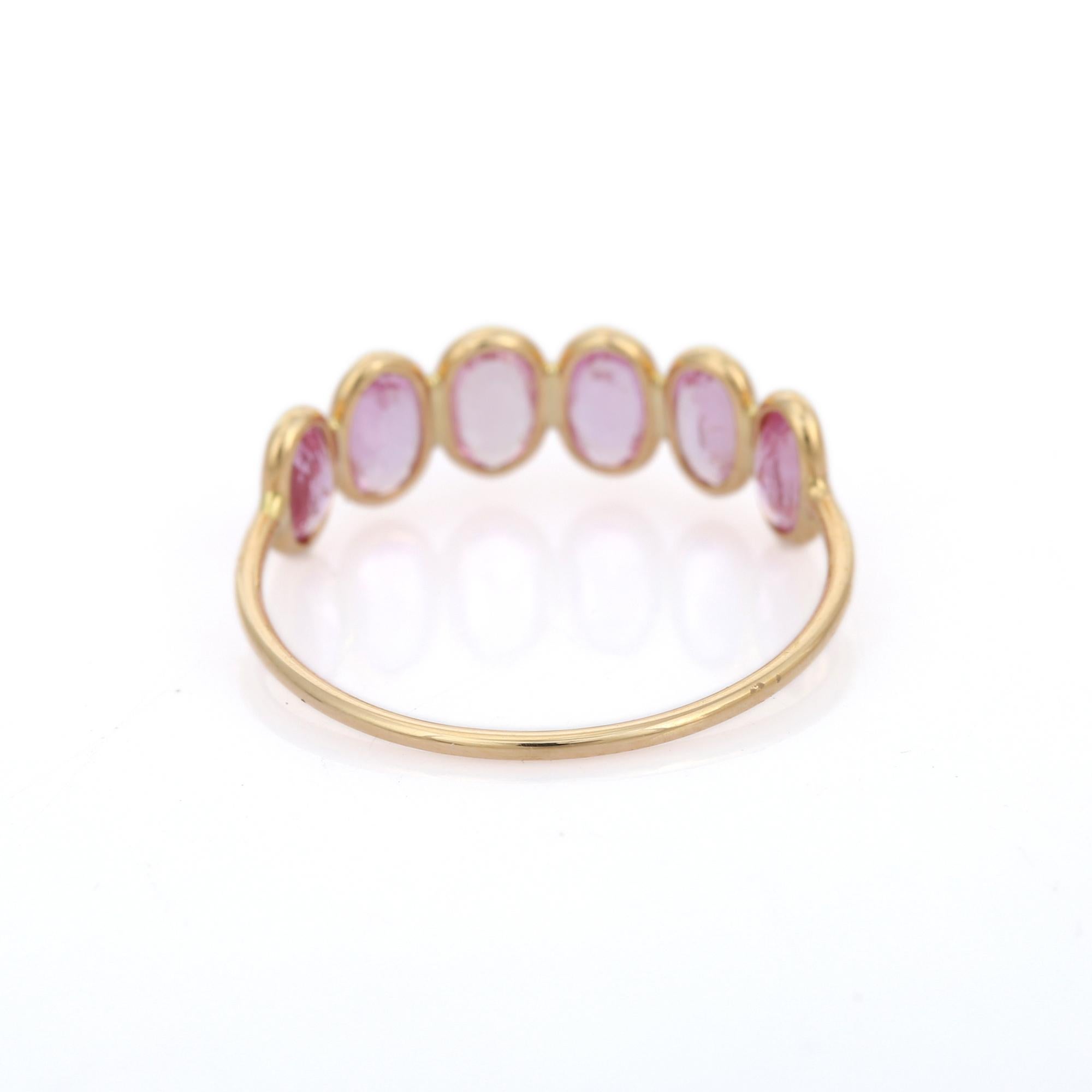 For Sale:  Pink Sapphire 18K Yellow Gold Half Eternity Band 5