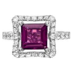 Vintage Pink Sapphire '2.07cts' Diamond Ring in 18k White Gold