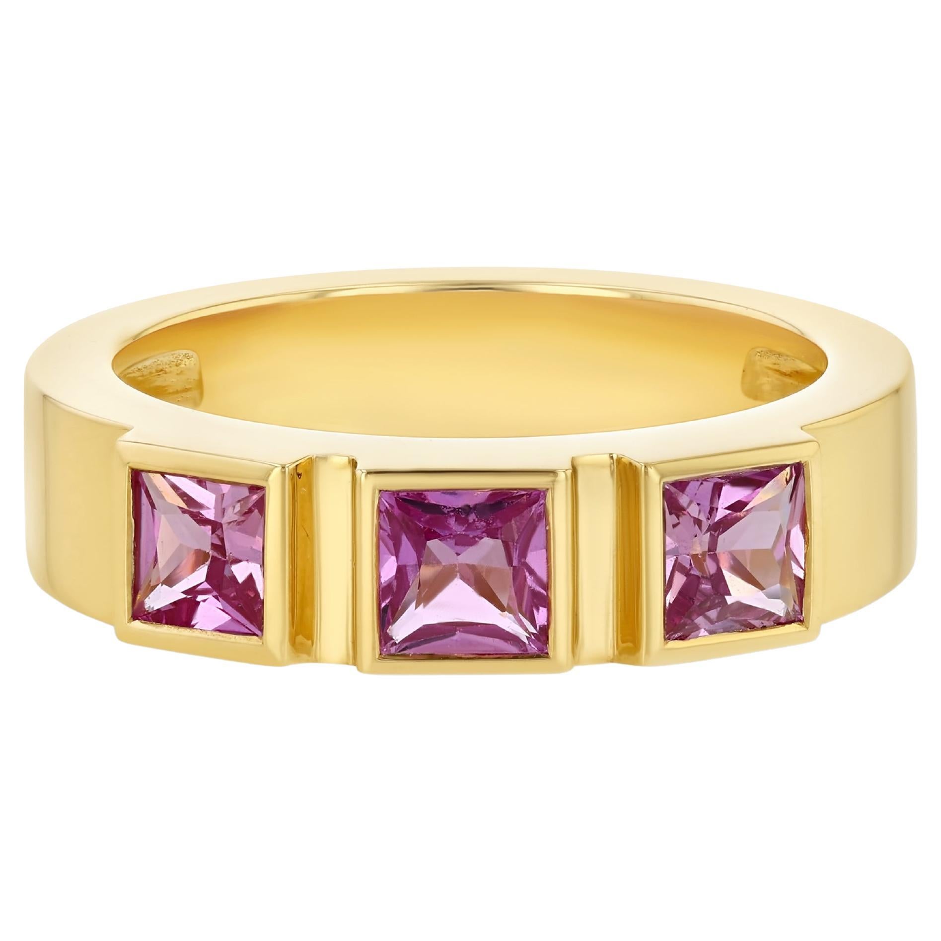 Rosa Saphir 3-Stein-Ring im Angebot