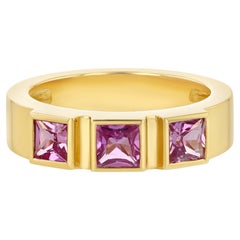 Pink Sapphire 3-Stone Ring