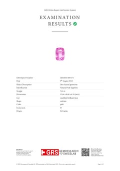 Pink Sapphire 3, Stone Ring GRS Certified