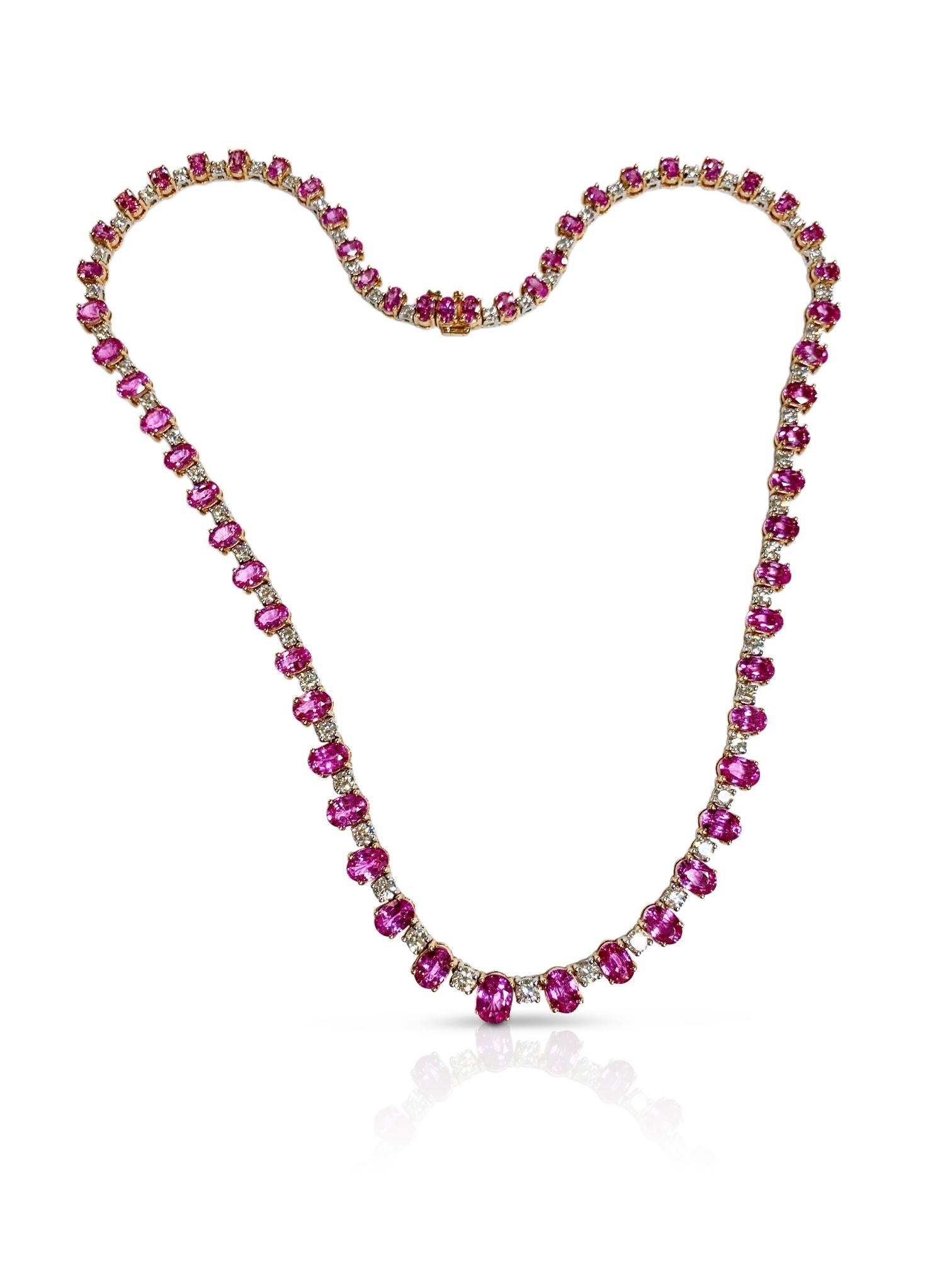 Statement-Halskette mit rosa Saphir 58 Karat und Diamant (Moderne) im Angebot