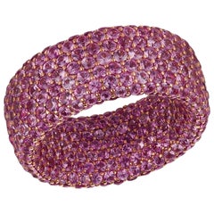Pink Sapphire 8.70 Carat Inside or Outside 18 Karat Gold 5-Row Ring