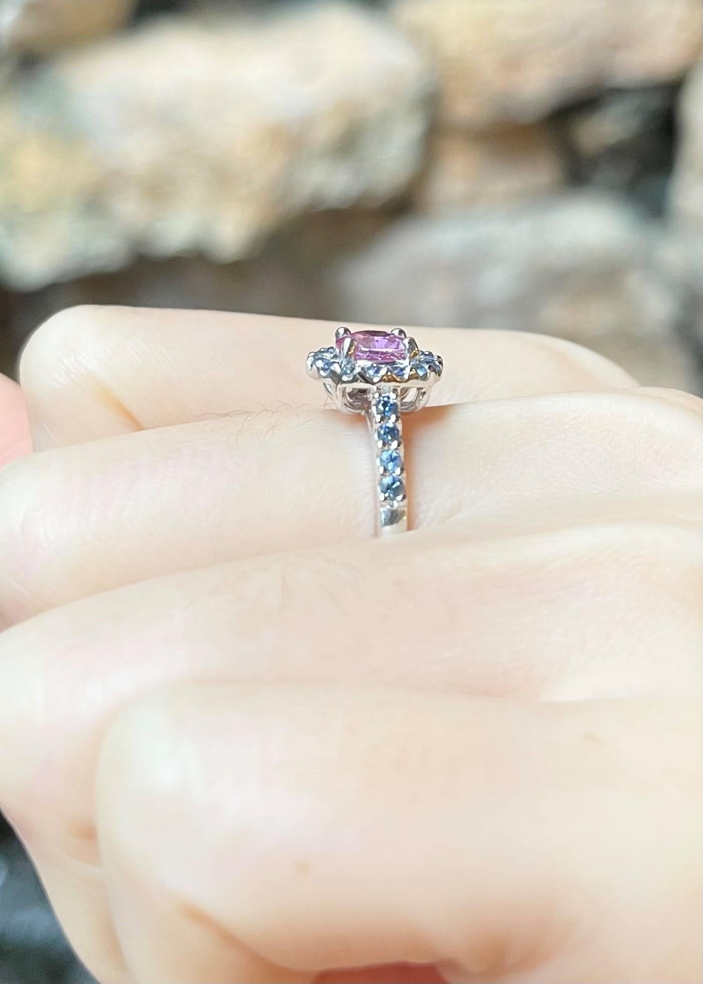 Pink Sapphire and Blue Sapphire Ring set in 18K White Gold Settings  For Sale 1