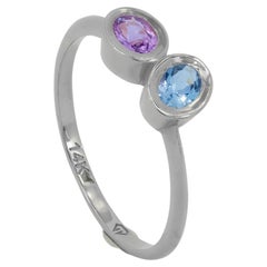 Pink sapphire and blue tanzanite 14k gold ring