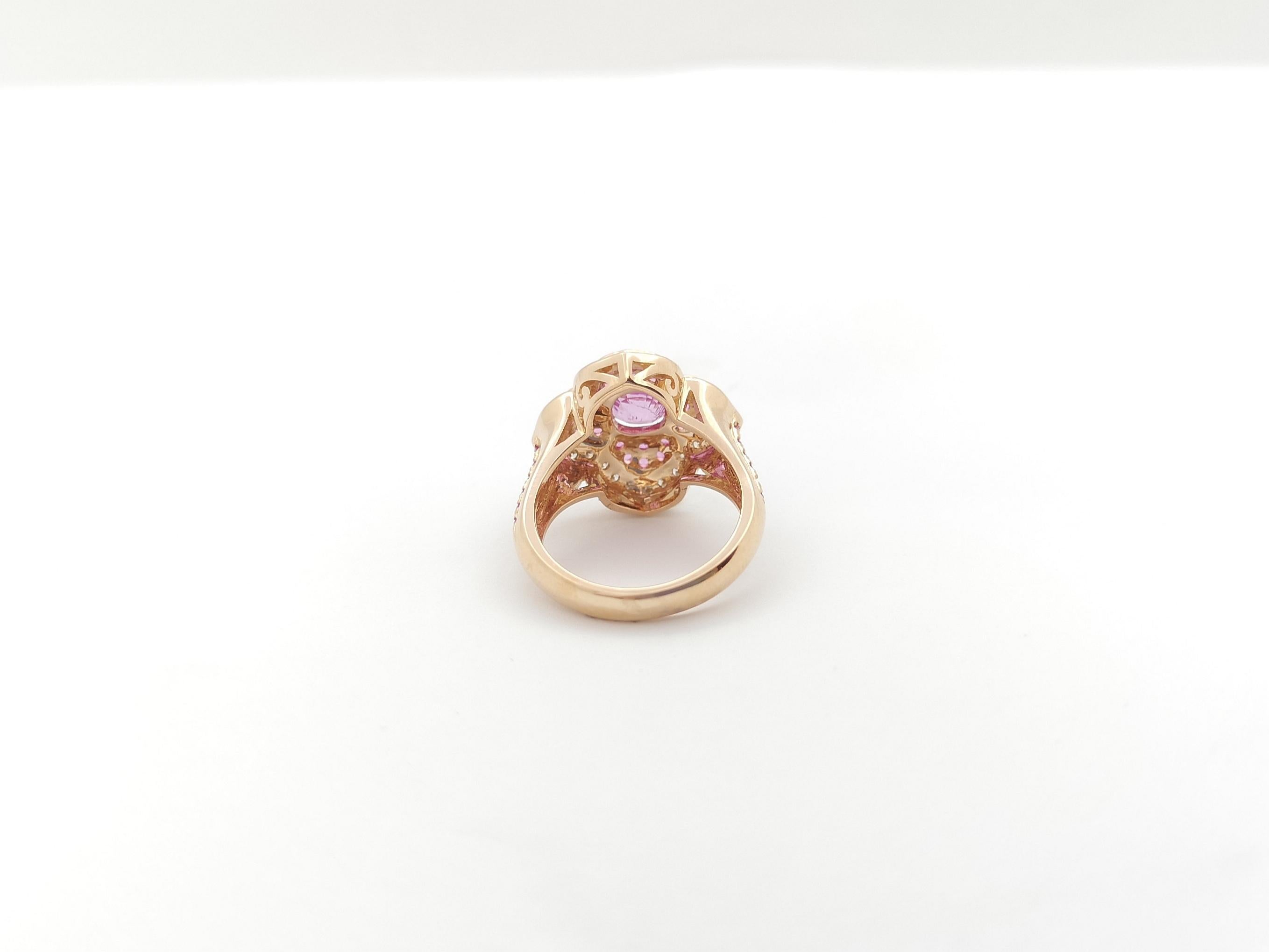 Pink Sapphire and Brown Diamond Ring set in 18K Rose Gold Settings For Sale 4