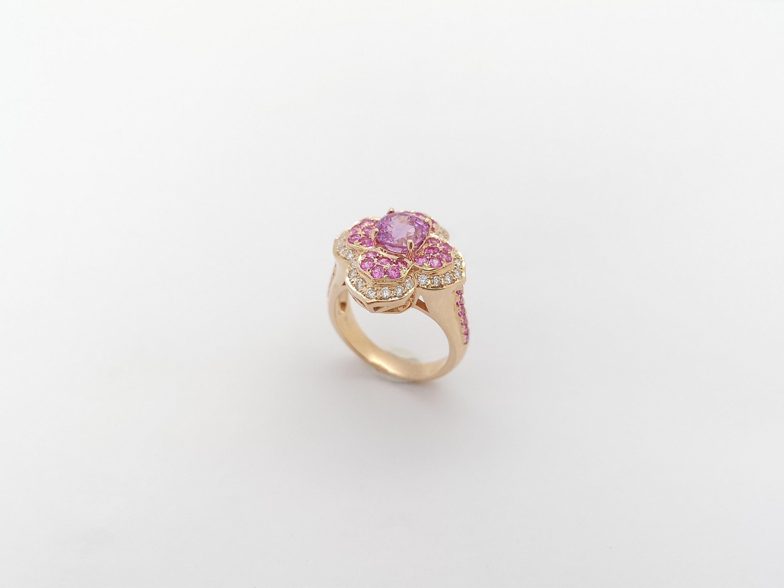 Pink Sapphire and Brown Diamond Ring set in 18K Rose Gold Settings For Sale 6