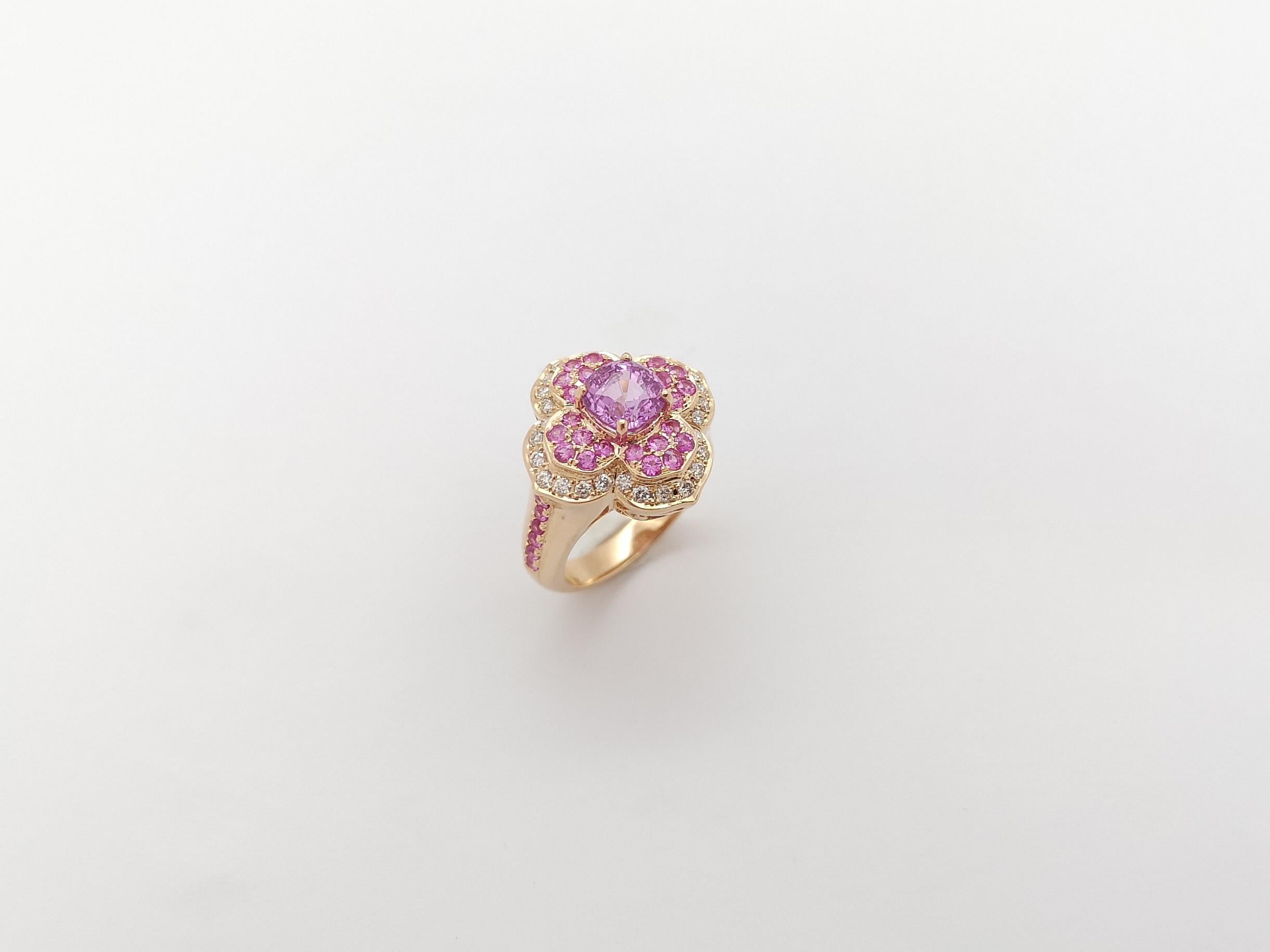 Pink Sapphire and Brown Diamond Ring set in 18K Rose Gold Settings For Sale 8