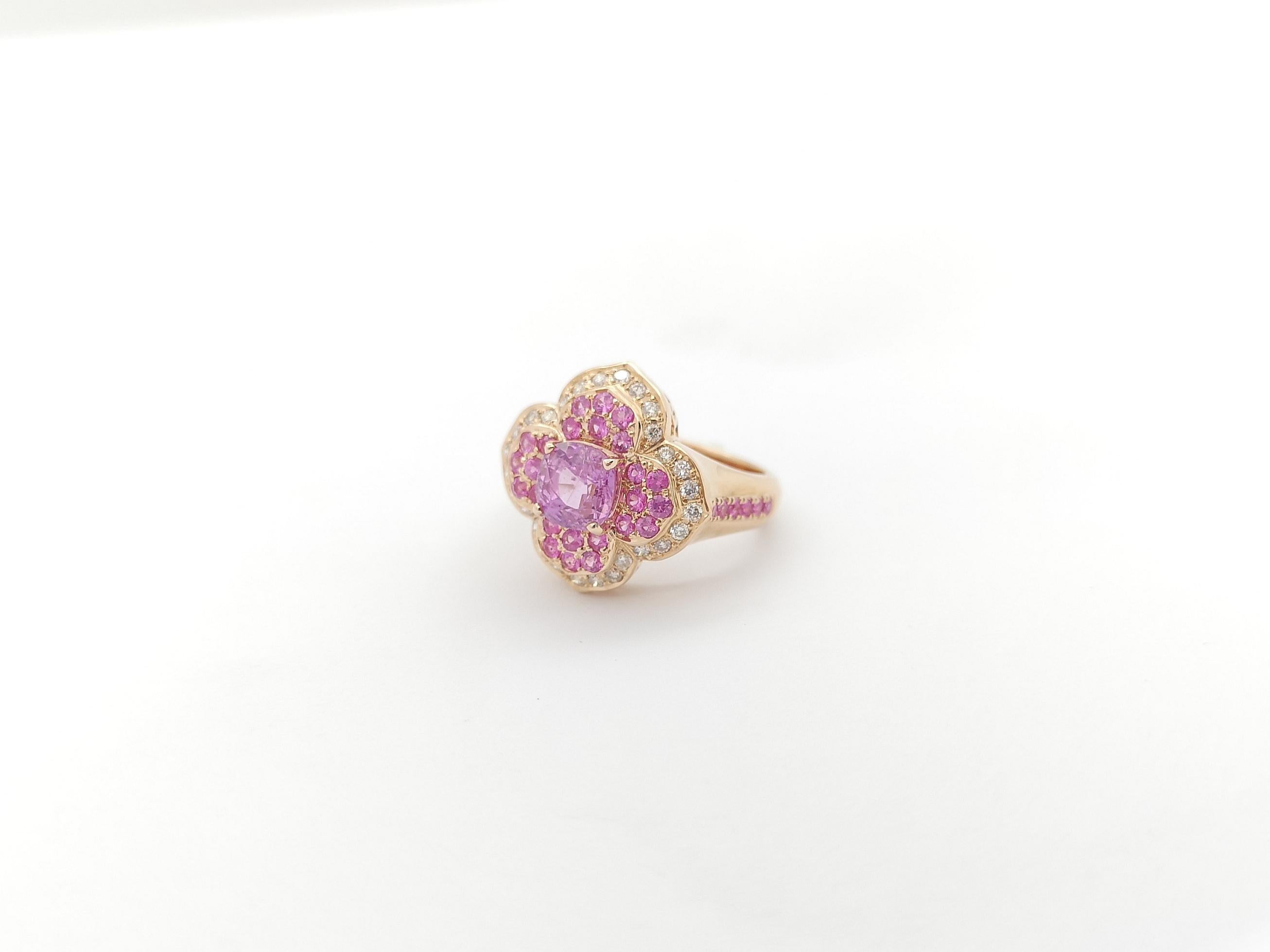 Pink Sapphire and Brown Diamond Ring set in 18K Rose Gold Settings For Sale 3