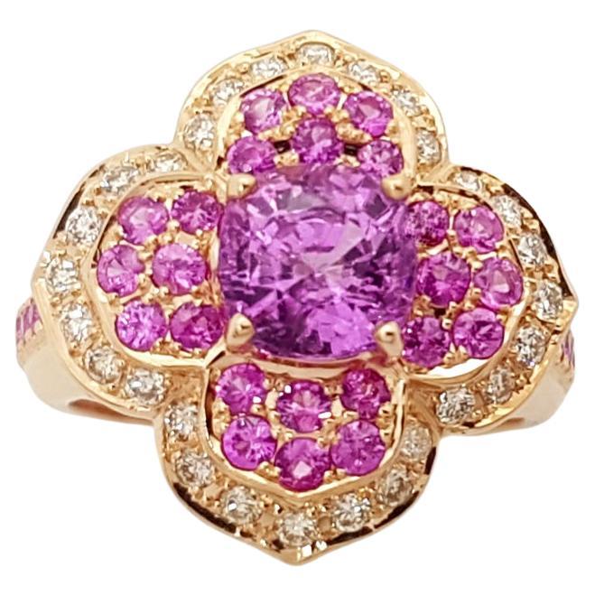 Pink Sapphire and Brown Diamond Ring set in 18K Rose Gold Settings