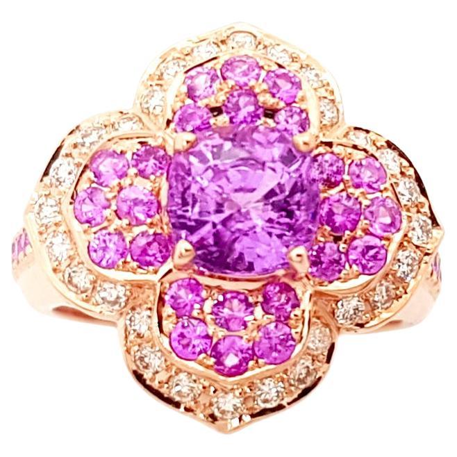 Pink Sapphire and Brown Diamond Ring set in 18K Rose Gold Settings For Sale
