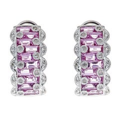 Pink Sapphire and Diamond 14 Karat Gold Earrings