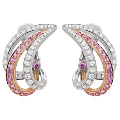 Pink Sapphire and Diamond 18 Carat White and Rose Gold Clip-On Earrings