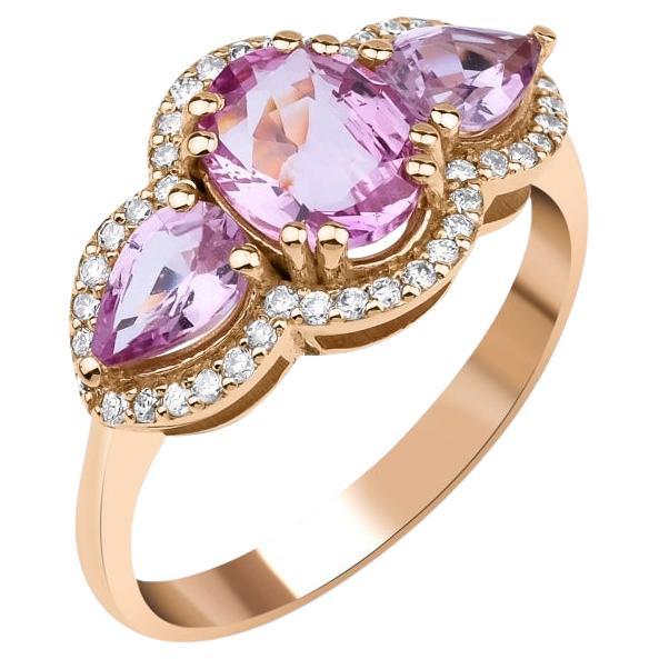 Anillo Zafiro Rosa Y Diamante 3,35ct