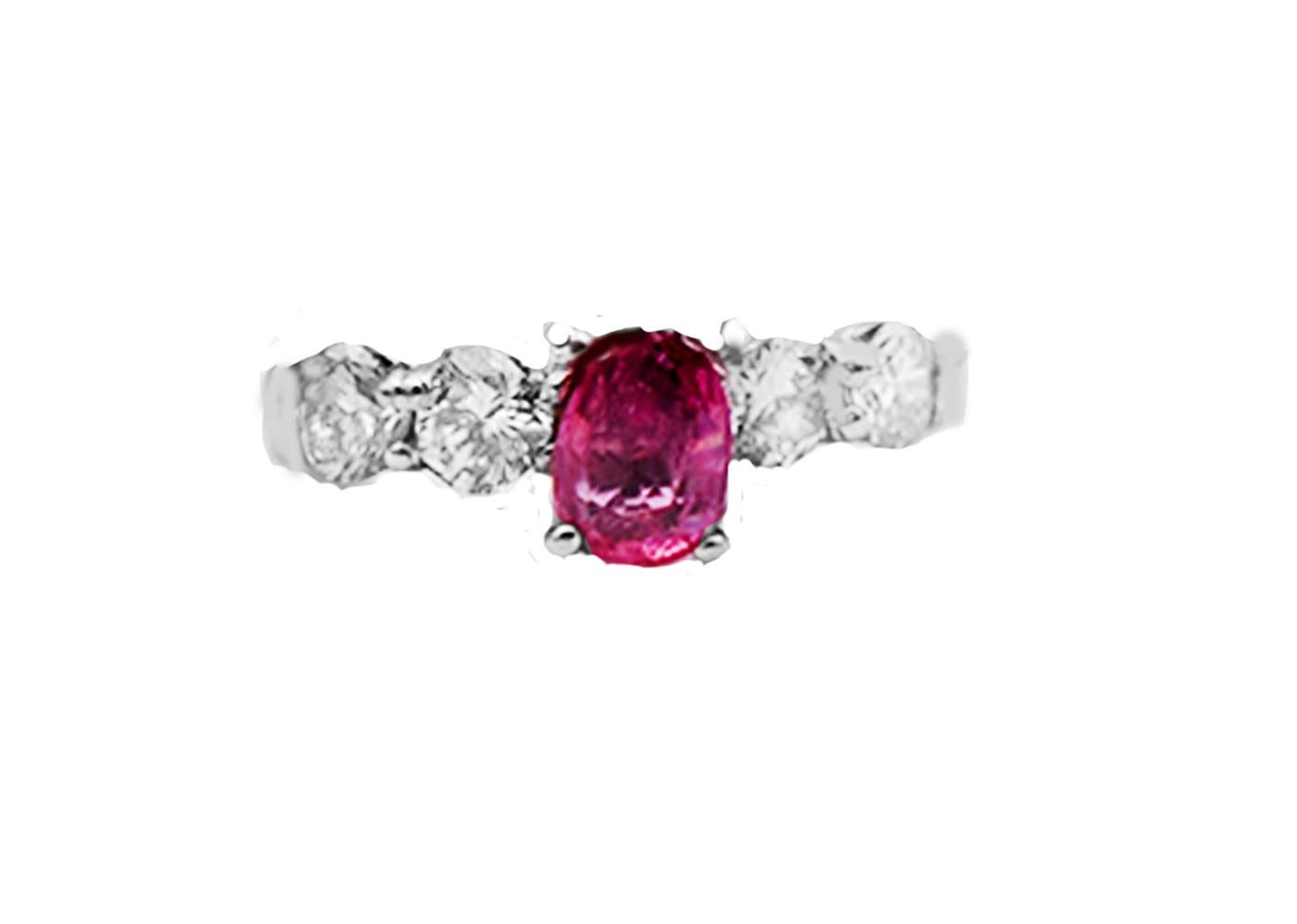 Contemporain Bague de fiançailles solitaire à 5 pierres en saphir rose et diamant de 2,20 carats en vente