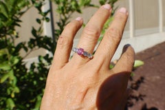 14kt White Gold Pink Sapphire and Diamond 5-Stone 2.20 Carat Ring