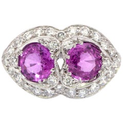 Pink Sapphire and Diamond Art Deco Style Ring