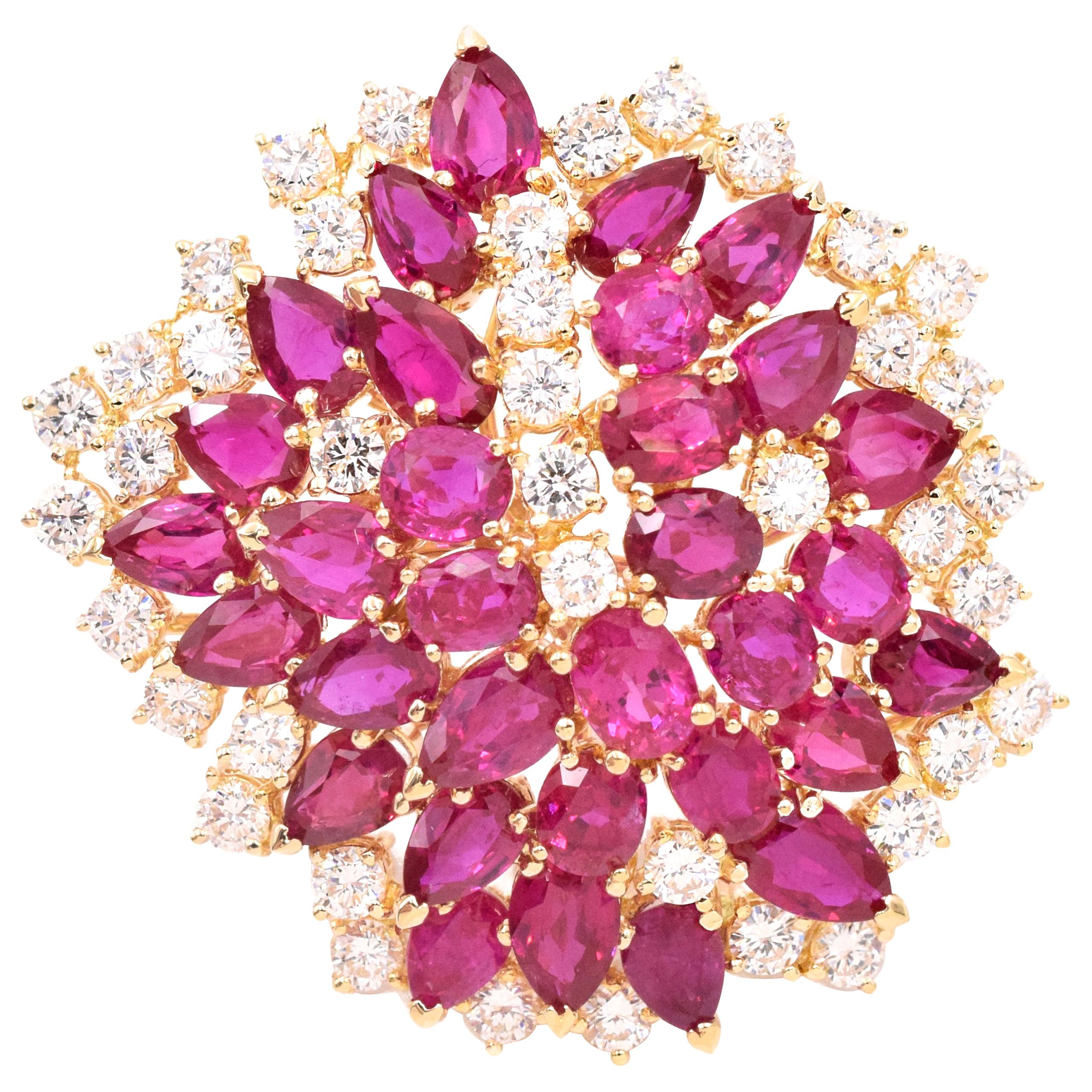Pink Sapphire and Diamond Brooch