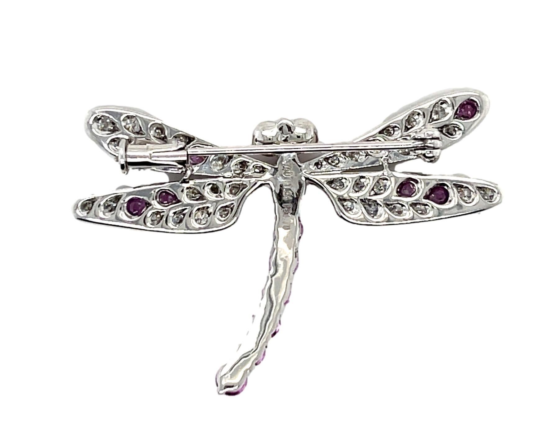 Pink Sapphire and Diamond Butterfly Brooch in 18KW Gold For Sale 1