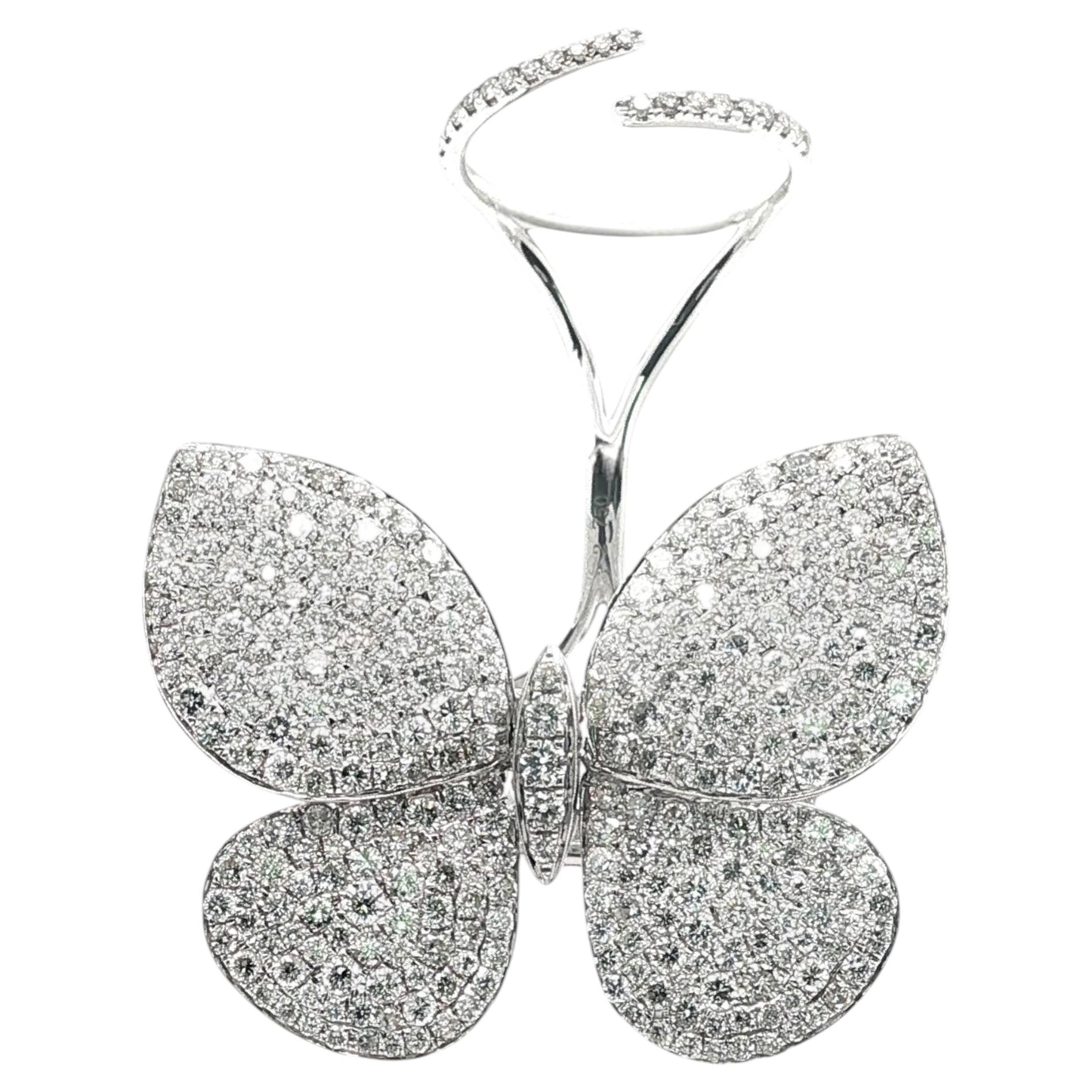 En Tremblant Diamond Butterfly Ring, 5.00ct, 18K White Gold