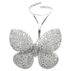 Large Diamond 5.00 Carats Butterfly Ring 18K White Gold, En Tremblant