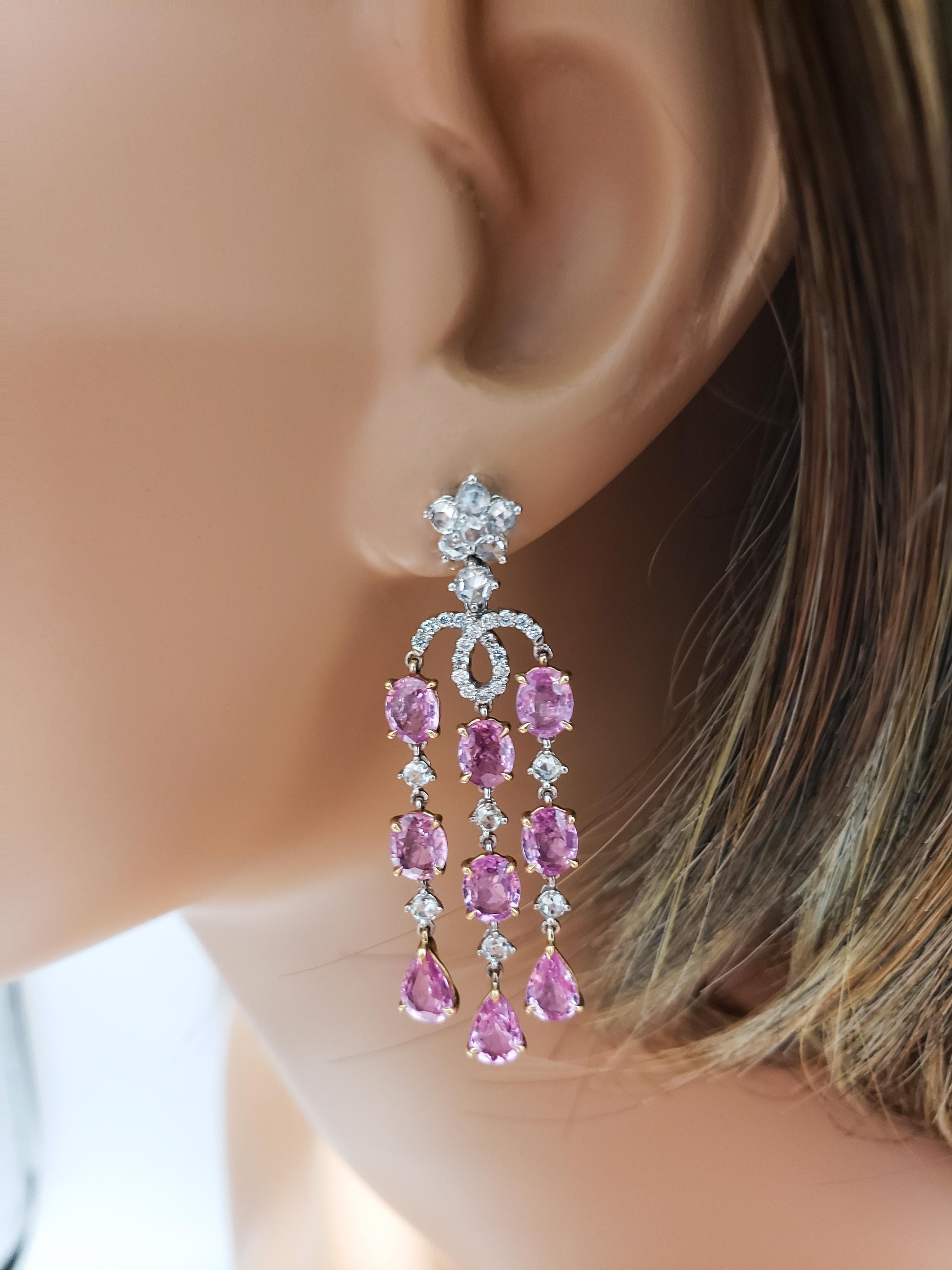 pink sapphire chandelier earrings