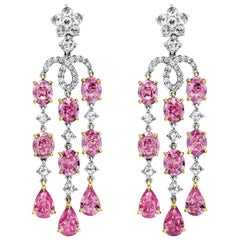 Pink Sapphire and Diamond Chandelier Earrings
