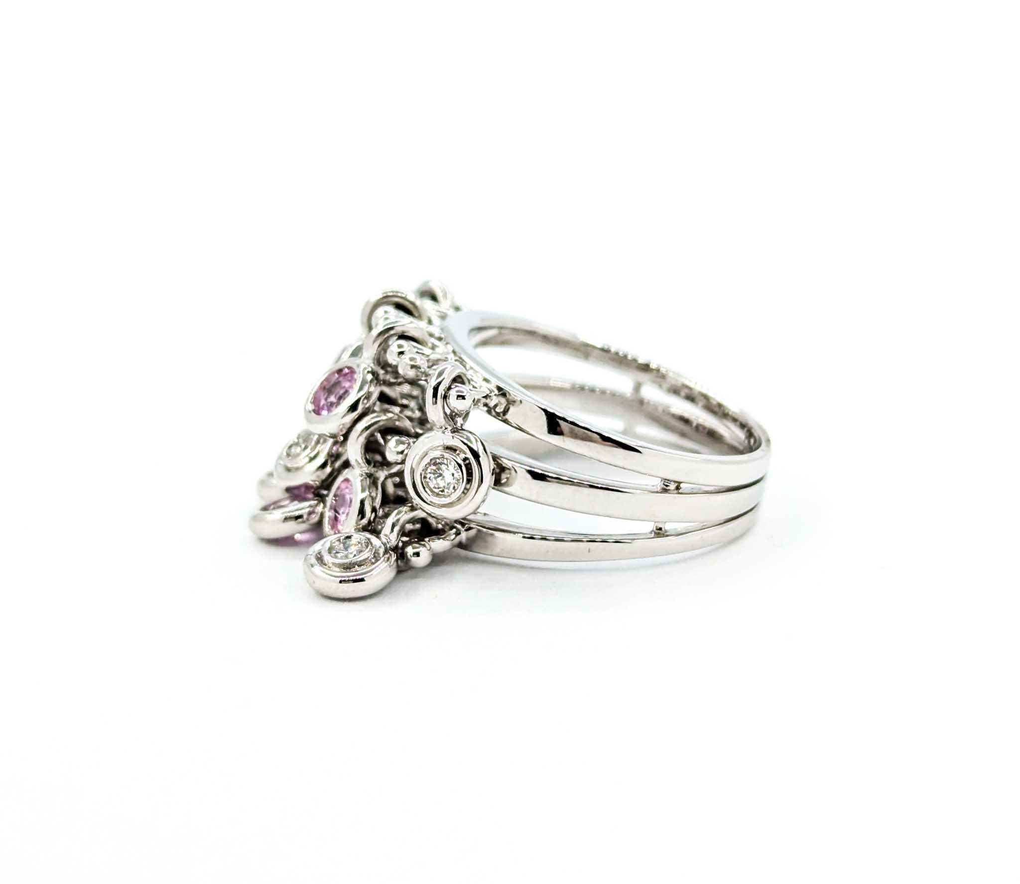 Pink Sapphire und Diamond Charm Ring in 18k Weißgold im Zustand „Hervorragend“ in Bloomington, MN