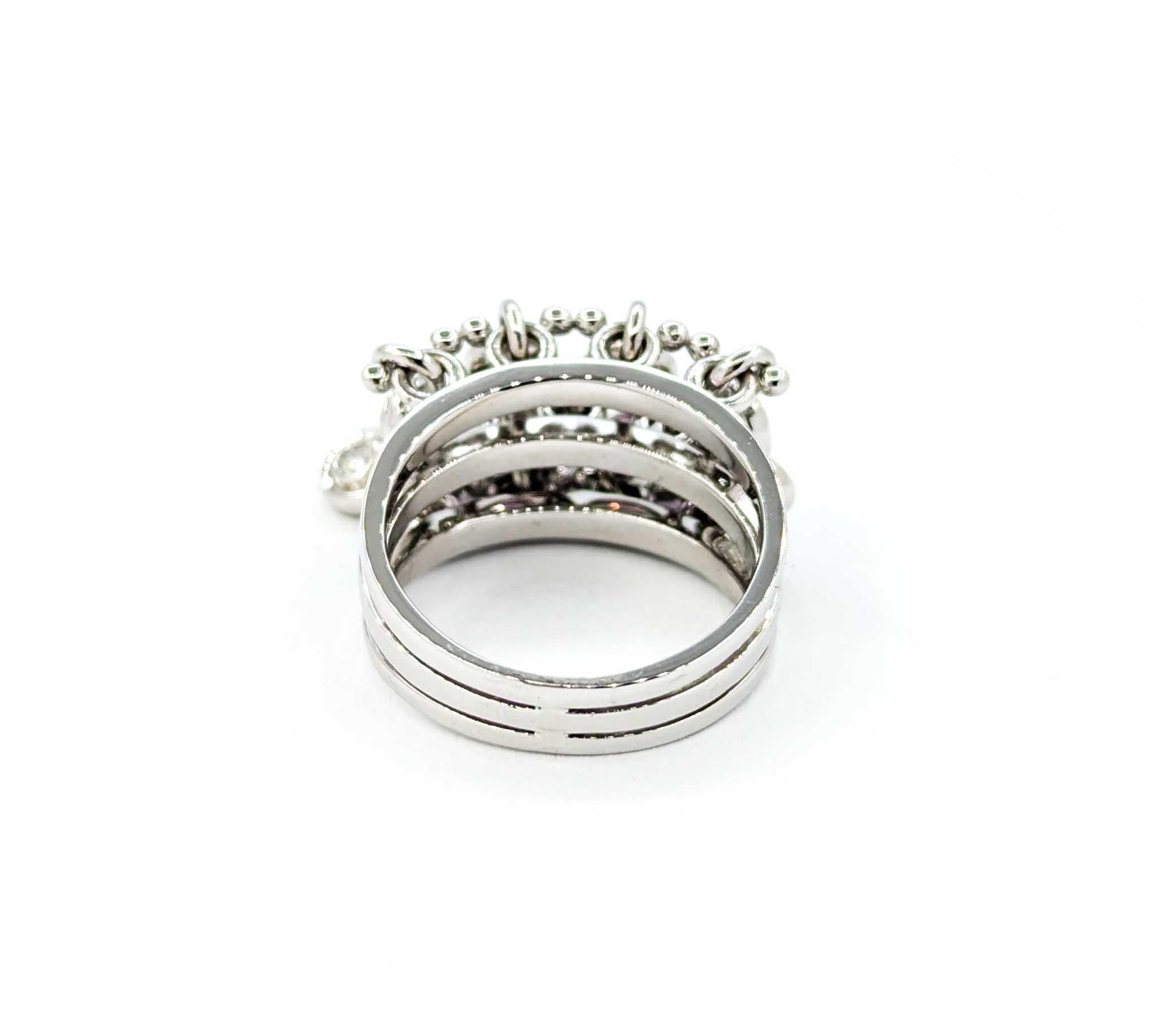 Pink Sapphire und Diamond Charm Ring in 18k Weißgold 2