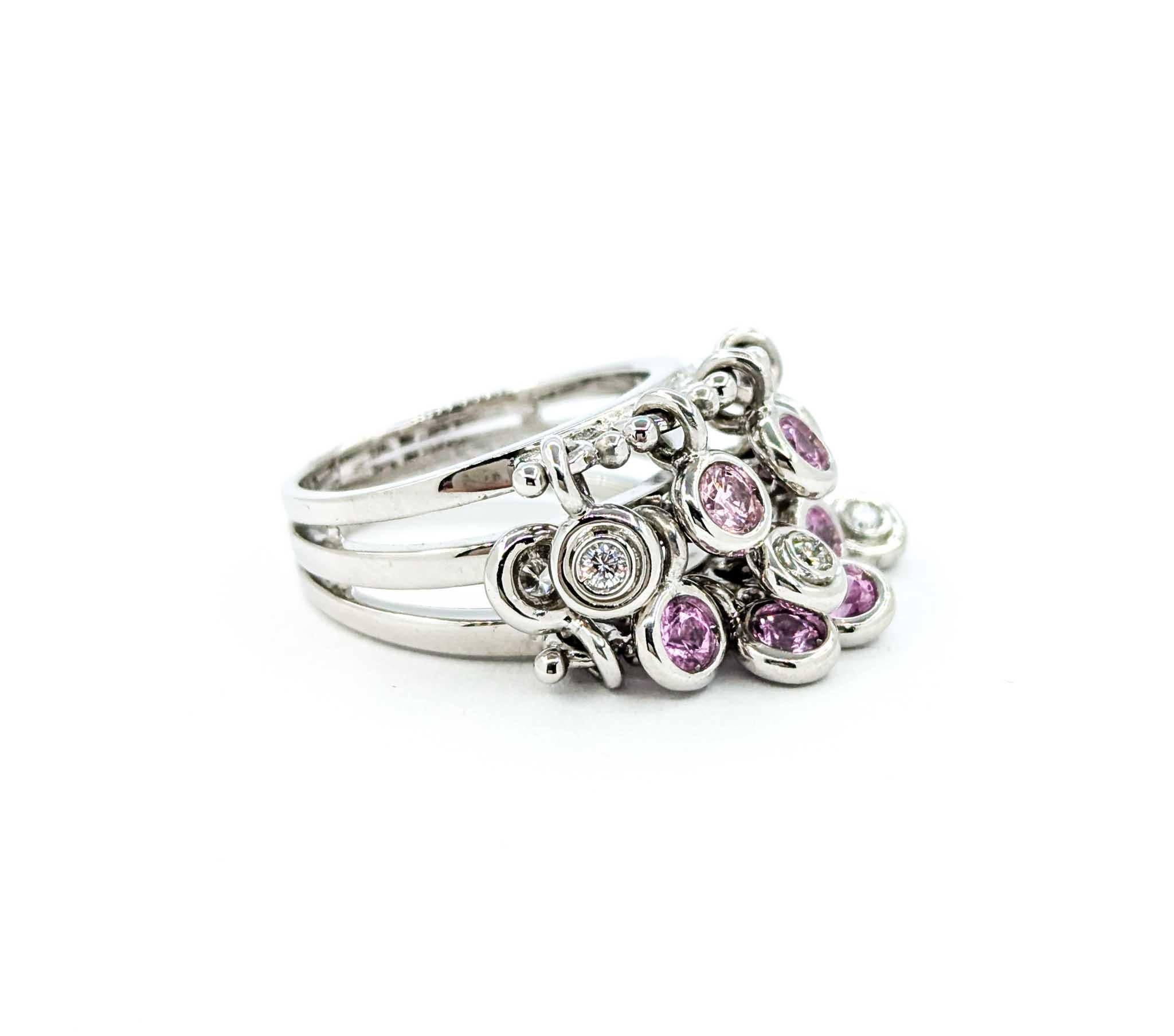 Pink Sapphire und Diamond Charm Ring in 18k Weißgold 3