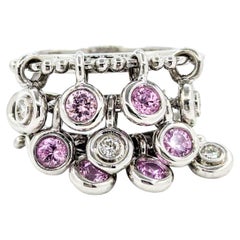 Pink Sapphire und Diamond Charm Ring in 18k Weißgold