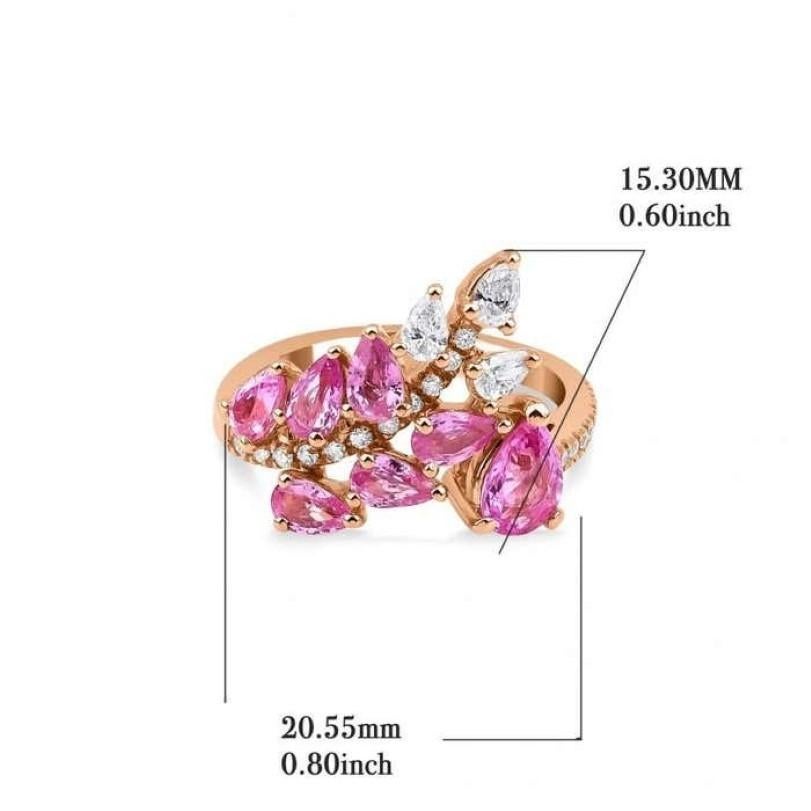 Round Cut Pink Sapphire And Diamond Cluster 2.59ct Ring For Sale
