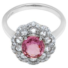 Pink Sapphire and Diamond Cluster Ring