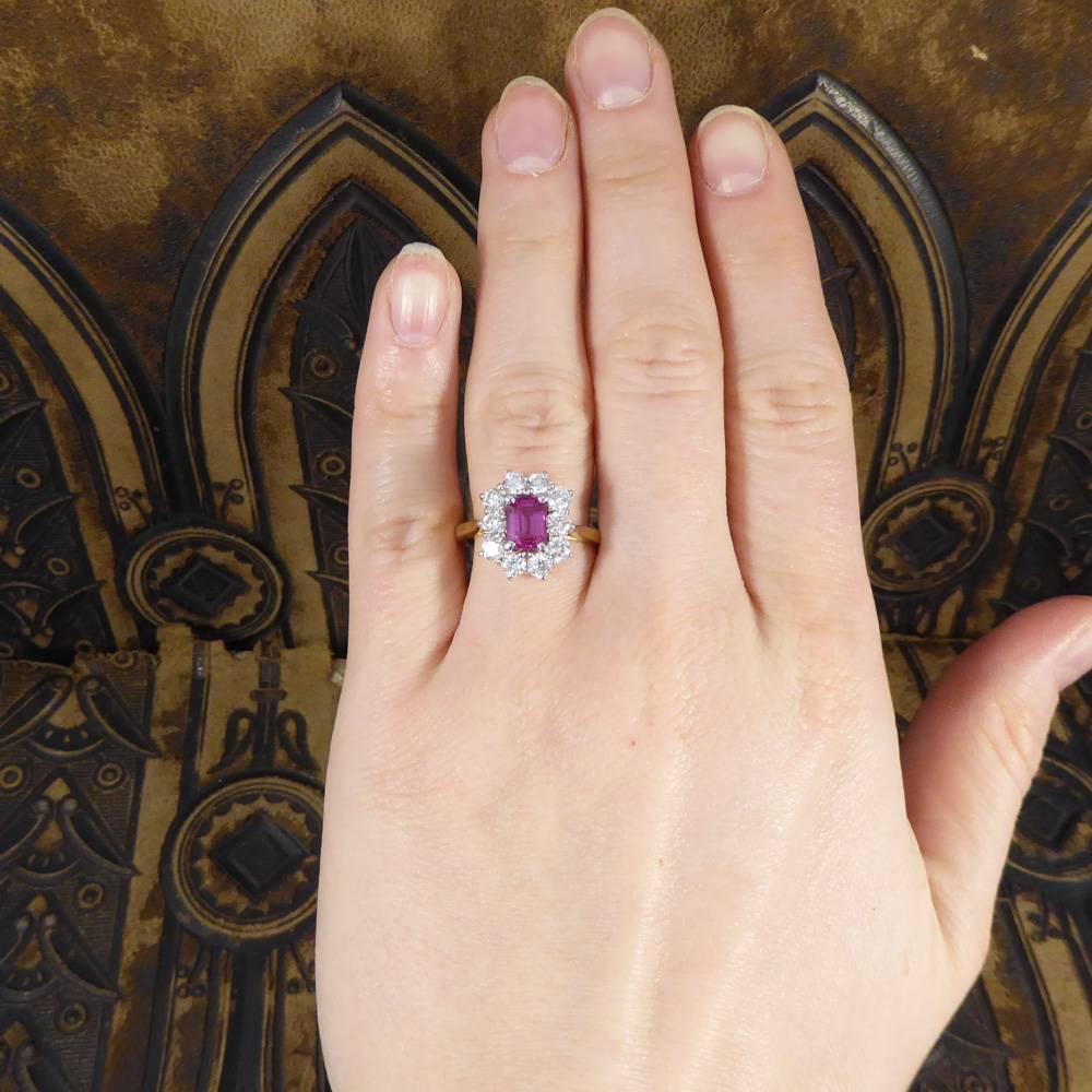 Pink Sapphire and Diamond Cluster Ring in 18 Carat Gold 2