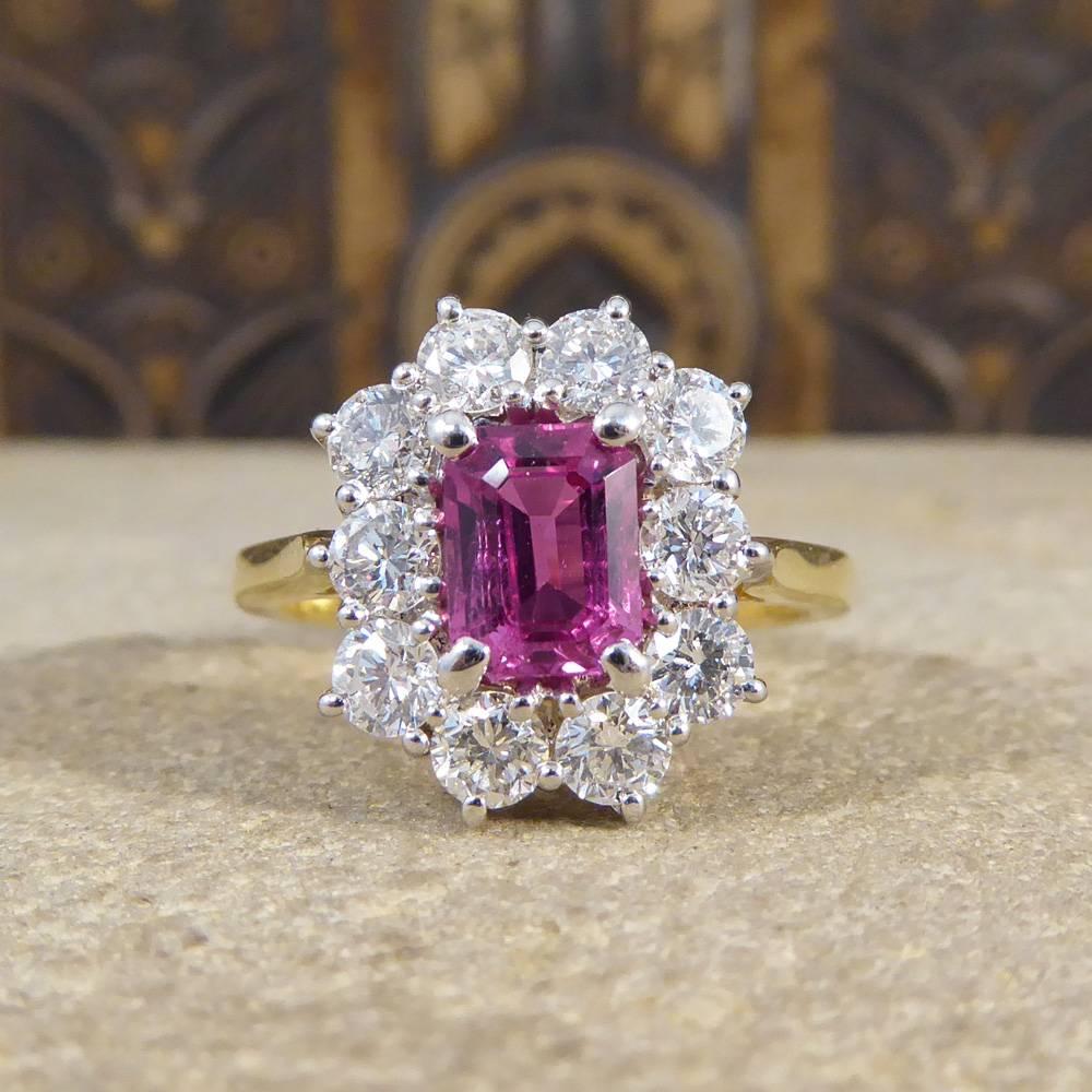 Pink Sapphire and Diamond Cluster Ring in 18 Carat Gold 3