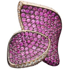 Pink Sapphire and Diamond Cocktail Ring