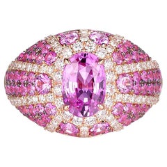 Pink Sapphire and Diamond Cocktail Ring in 18 Karat Rose Gold
