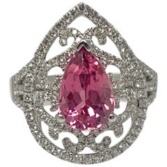 Pink Sapphire and Diamond Cocktail Ring in 18 Karat White Gold